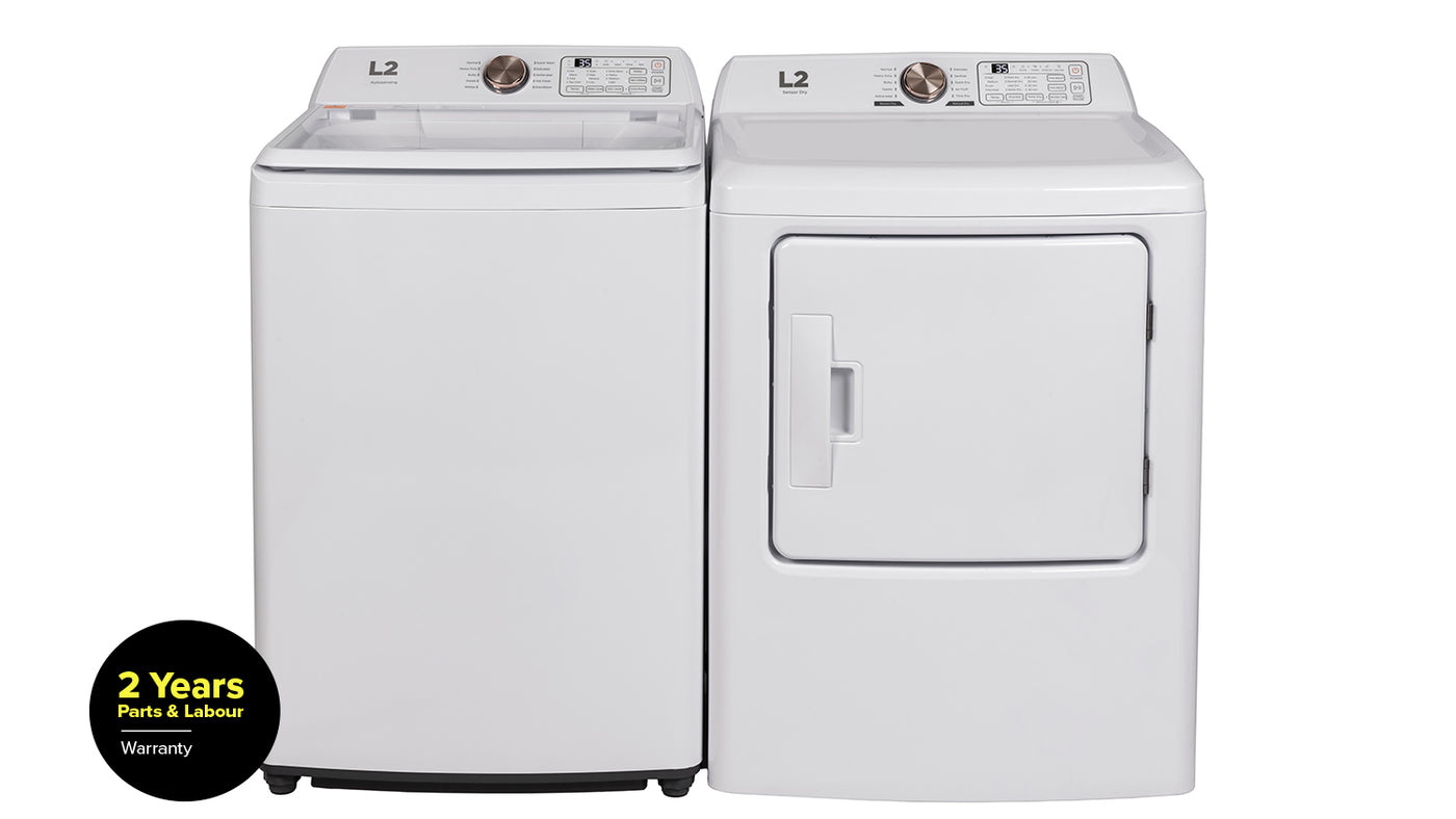 L2 White Top Load Washer (4.3 Cu. Ft) & White Electric Dryer (6.7 Cu. Ft) - LT43A3AWW/LE43A3AWW