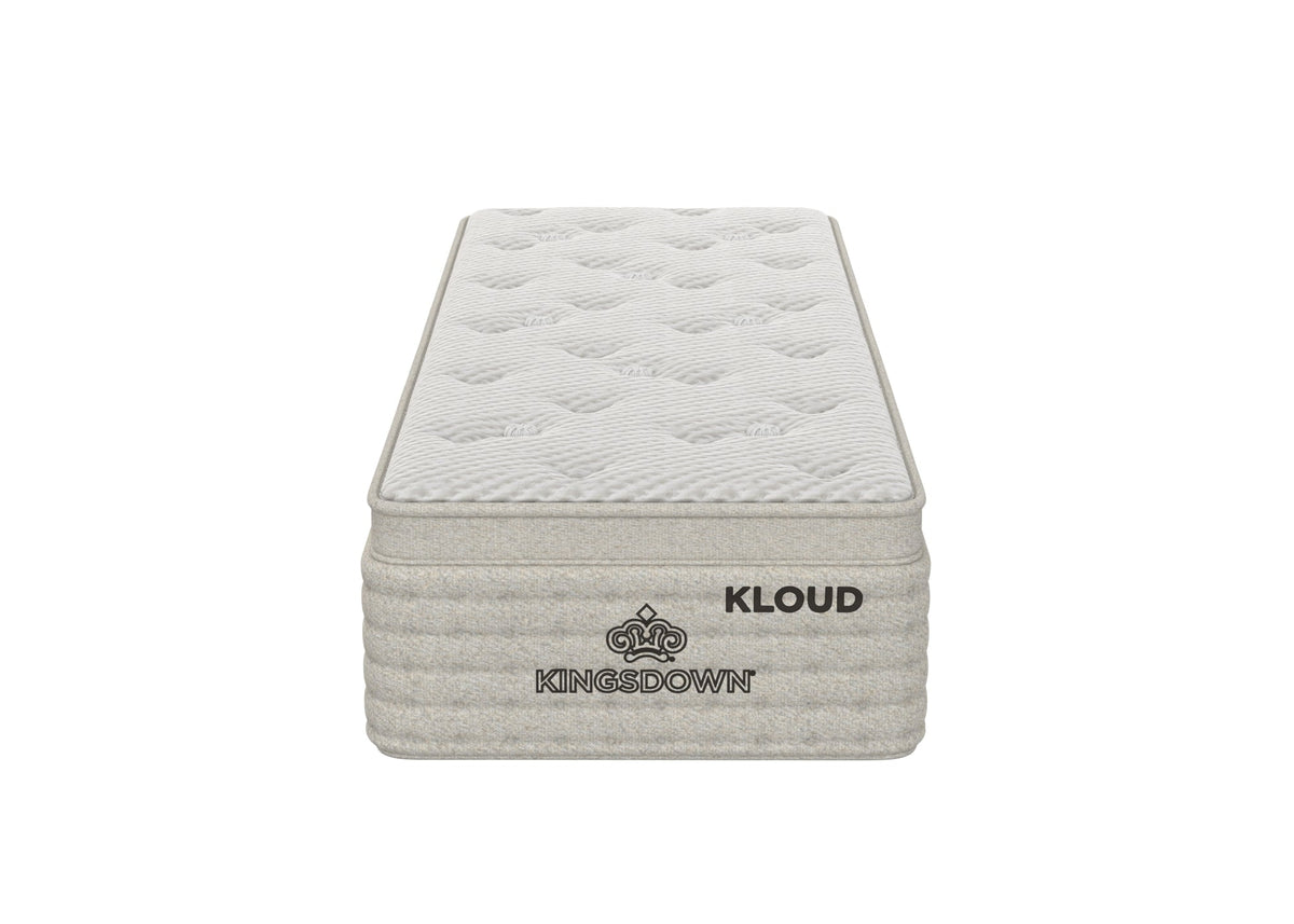 Front view of Kingsdown Atmosphere Plush Euro Top 30 x 80 in Queen Split Mattress with tufted top and Kingsdown Kloud branding