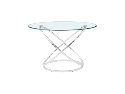 Axis Round Dining Table - Glass and Chrome