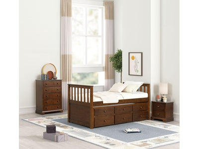 Trudy 5-Piece Twin Captain Bedroom Package with Trundle - Espresso