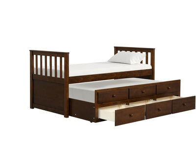 Trudy 3-Piece Twin Captain Bed with Trundle - Espresso