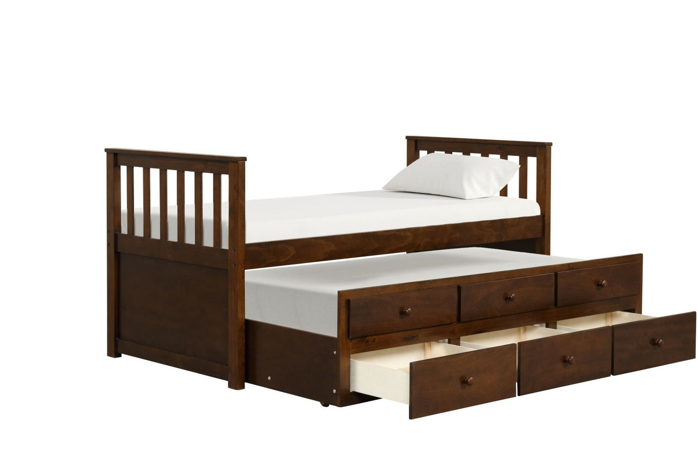 Trudy 3-Piece Twin Captain Bed with Trundle - Espresso