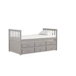 Trudy 3-Piece Twin Captain Bed with Trundle - Grey