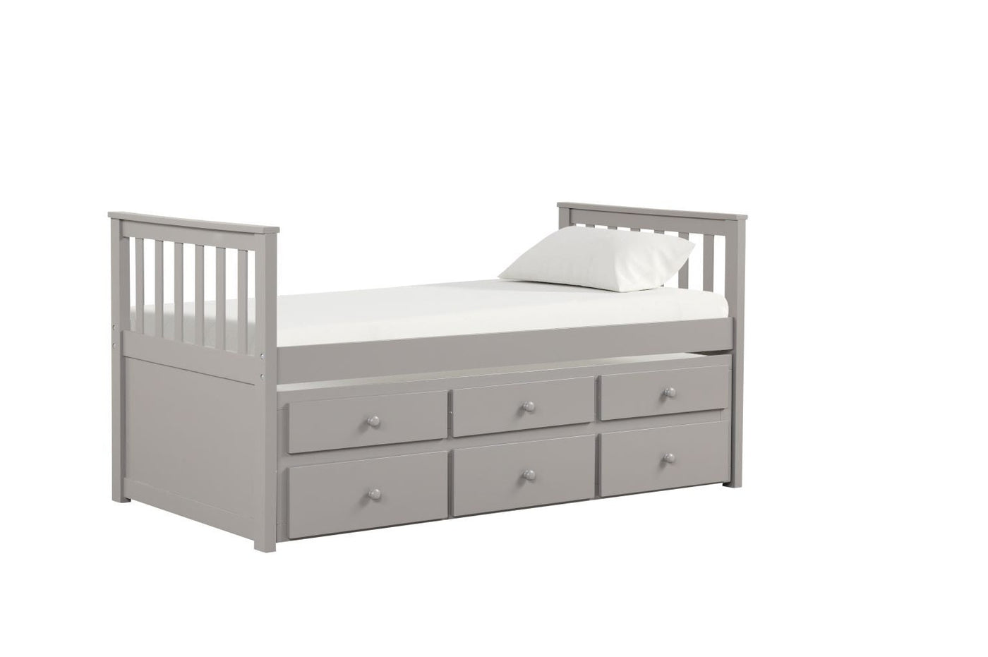 Trudy 6-Piece Twin Captain Bedroom Package with Trundle - Grey