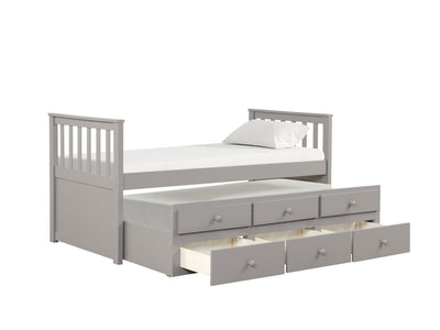 Trudy 3-Piece Twin Captain Bed with Trundle - Grey