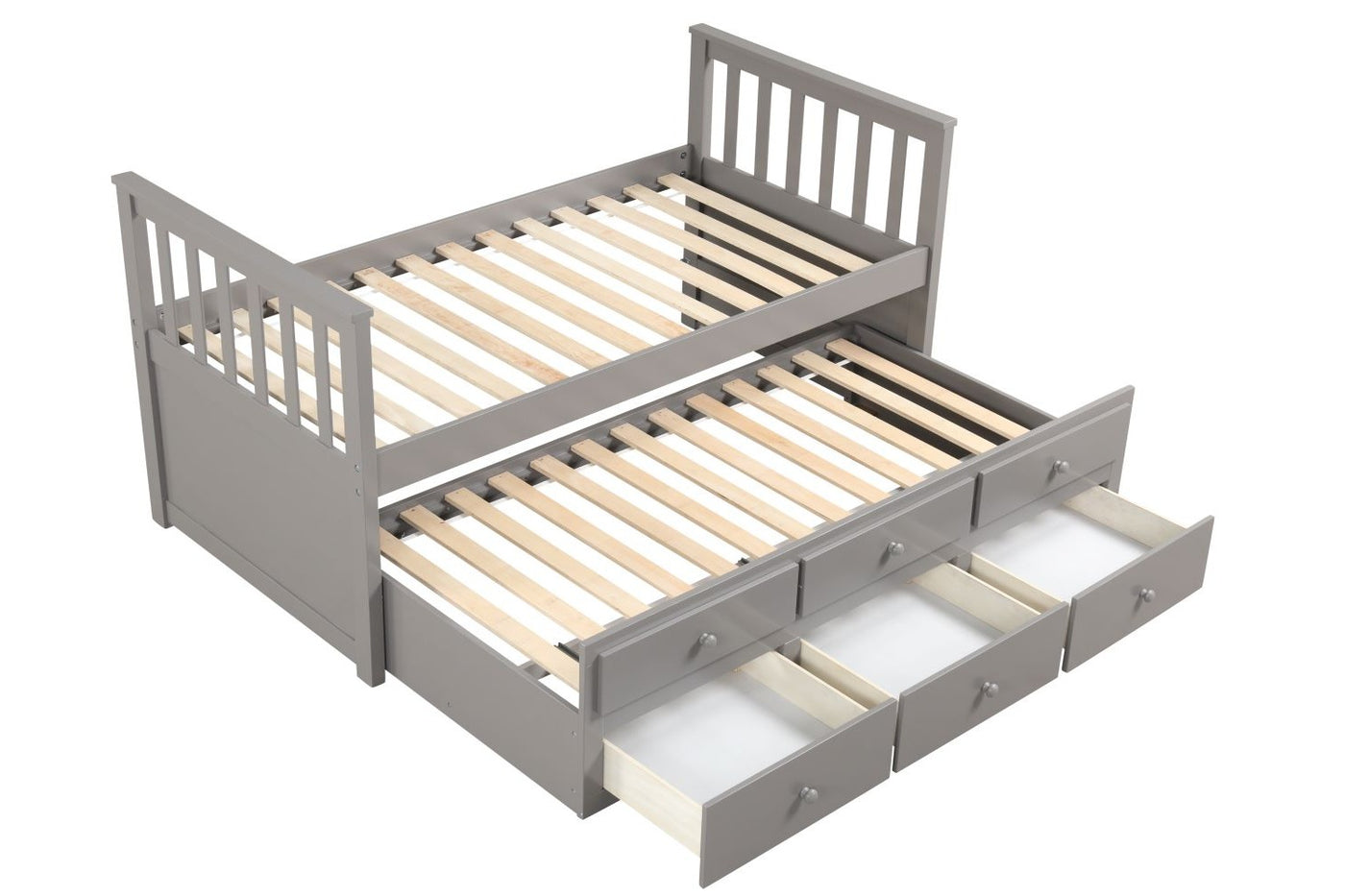 Trudy 3-Piece Twin Captain Bed with Trundle - Grey