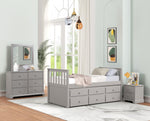 Trudy 3-Piece Twin Captain Bed with Trundle - Grey