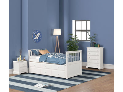 Trudy 5-Piece Twin Captain Bedroom Package with Trundle - White