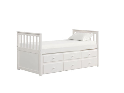 Trudy 3-Piece Twin Captain Bed with Trundle - White