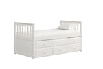 Trudy 3-Piece Twin Captain Bed with Trundle - White
