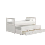 Trudy 3-Piece Twin Captain Bed with Trundle - White