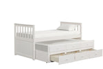 Trudy 3-Piece Twin Captain Bed with Trundle - White
