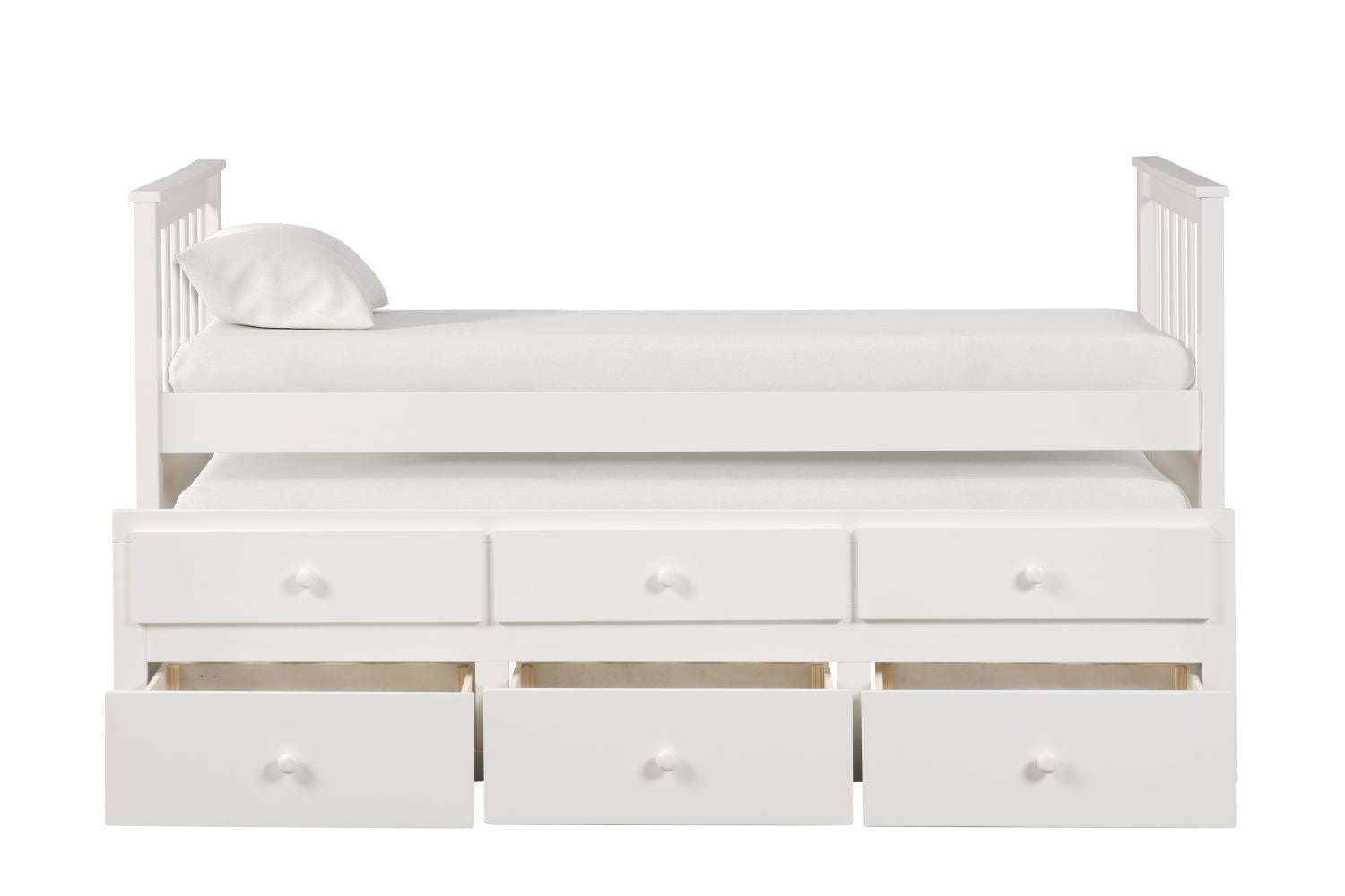 Trudy 3-Piece Twin Captain Bed with Trundle - White