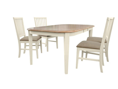 Barrie 5-Piece Extendable Dining Set - Antique White, Brown