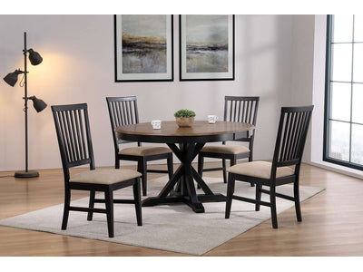 Barrie 5-Piece Extendable Round Dining Set - Brown, Black