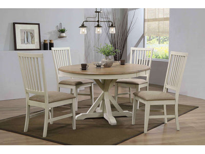 Barrie 5-Piece Extendable Round Dining Set - White, Brown