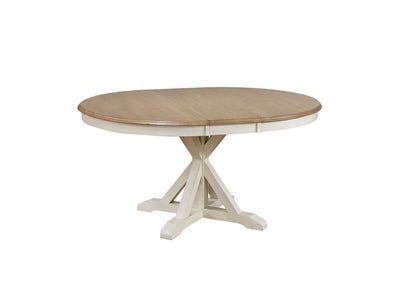 Barrie Extendable Round Dining Table - White, Brown