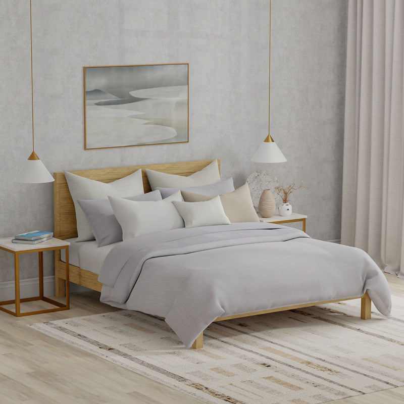Aubrac Cotton King Comforter Set with 2 King Pillows - Grey