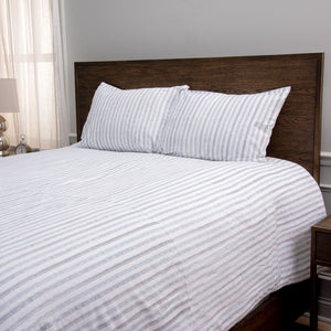 Aubrac Cotton King Comforter Set with 2 King Pillows - Blue/Natural