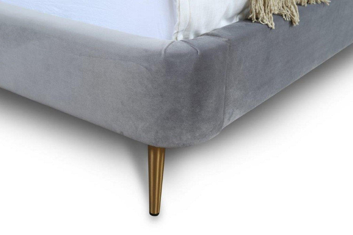 Stege Velvet Full Bed - Grey