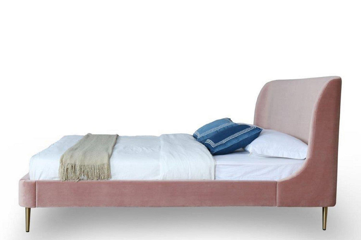 Stege Velvet Queen Bed - Blush