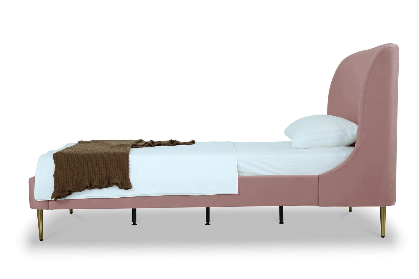 Stege Twin Bed - Blush with Gold Legs