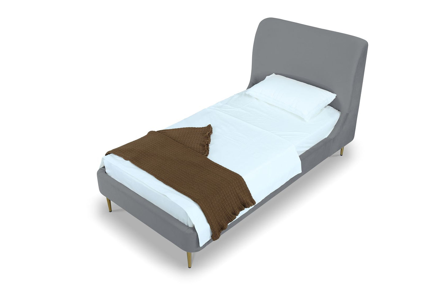 Stege Twin Bed - Grey with Gold Legs