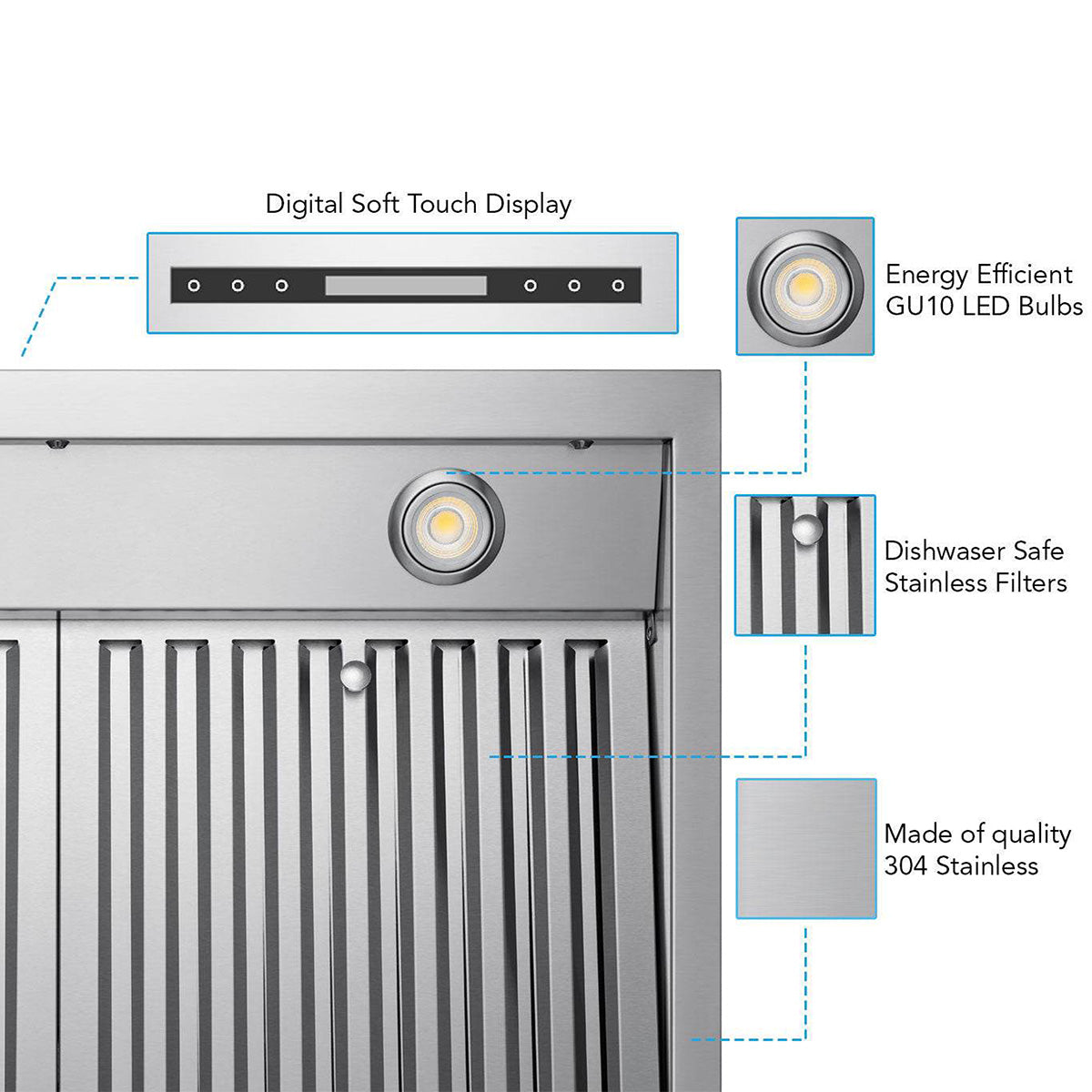 VICTORY Stainless Steel 30" 750 CFM Wall Mount Range Hood - Breeze-30--