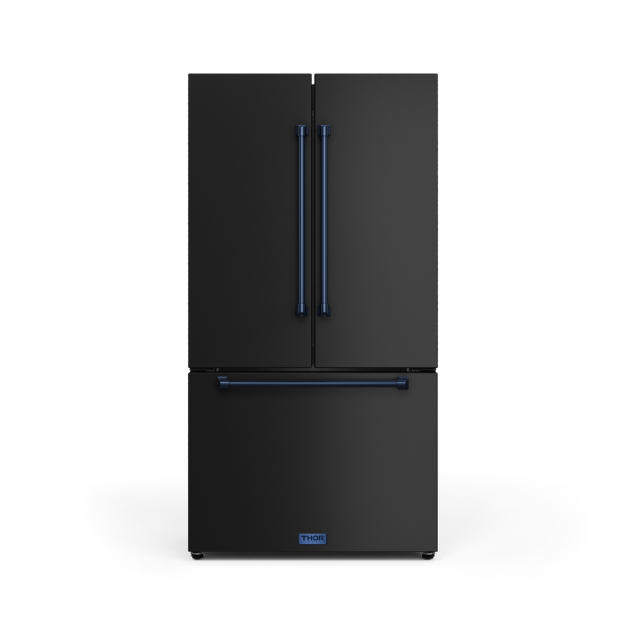 Thor Kitchen - Gordon Ramsay Collection 36" 20.3 Cu. Ft. Matte Black Counter-Depth French Door Refrigerator with Ice Maker - RF3621CTD00-BLU
