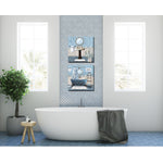 Beach Bathroom Wall Art - Blue - 16 X 16 - Set of 2