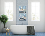 Beach Bathroom Wall Art - Blue - 16 X 16 - Set of 2