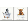 Bathtime Friends VII Wall Art - White/Black/Brown - 16 X 16 - Set of 2