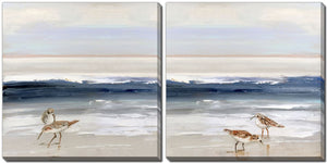 Surf Birds Wall Art - Blue - 16 X 16 - Set of 2