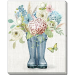 Blue Boot Blooms Wall Art - Blue/Green/White - 16 X 20