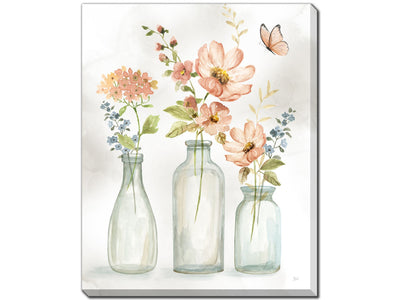 Petals in Bottles II Wall Art - White/Green/Pink - 16 X 20