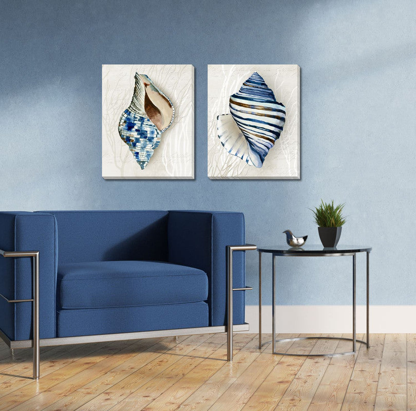 Glass Shell I Wall Art - Blue - 16 X 20