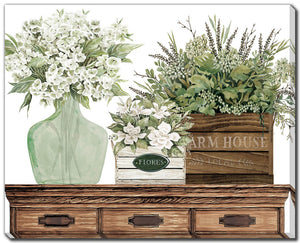 Country Flowers I Wall Art - Green/Light Brown - 20 X 16