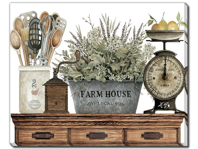 Country Flowers II Wall Art - Green/Light Brown - 20 X 16