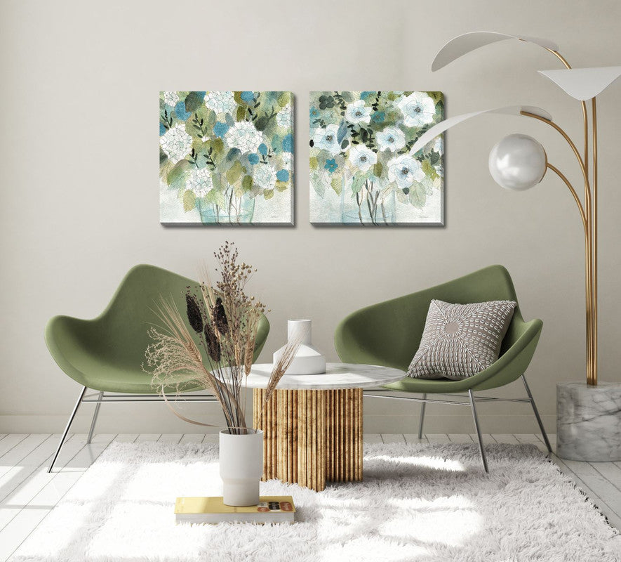 Flower Suggestion I Wall Art - Green/White - 18 X 18