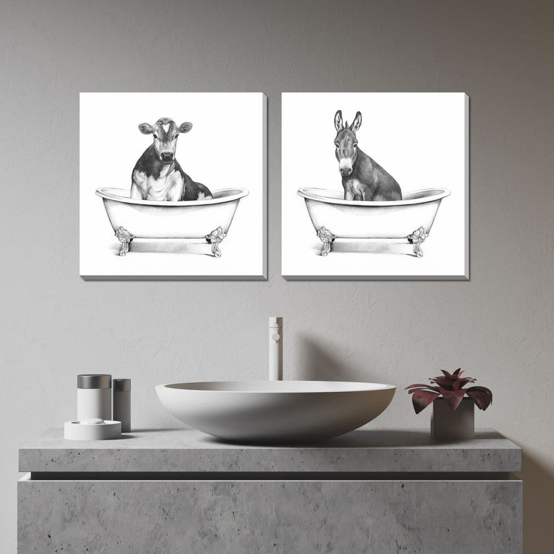 Bathtub Friends VIII Wall Art - White/Black - 18 X 18