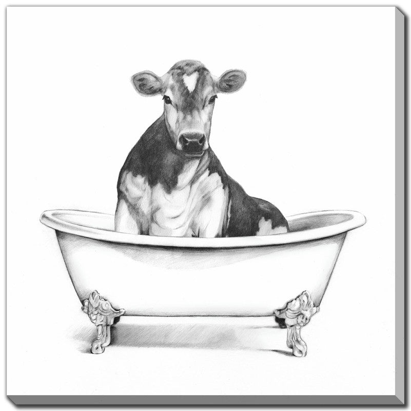 Bathtub Friends VIII Wall Art - White/Black - 18 X 18