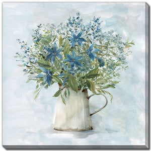 Blue Blooms II Wall Art - Blue/Green/White - 24 X 24