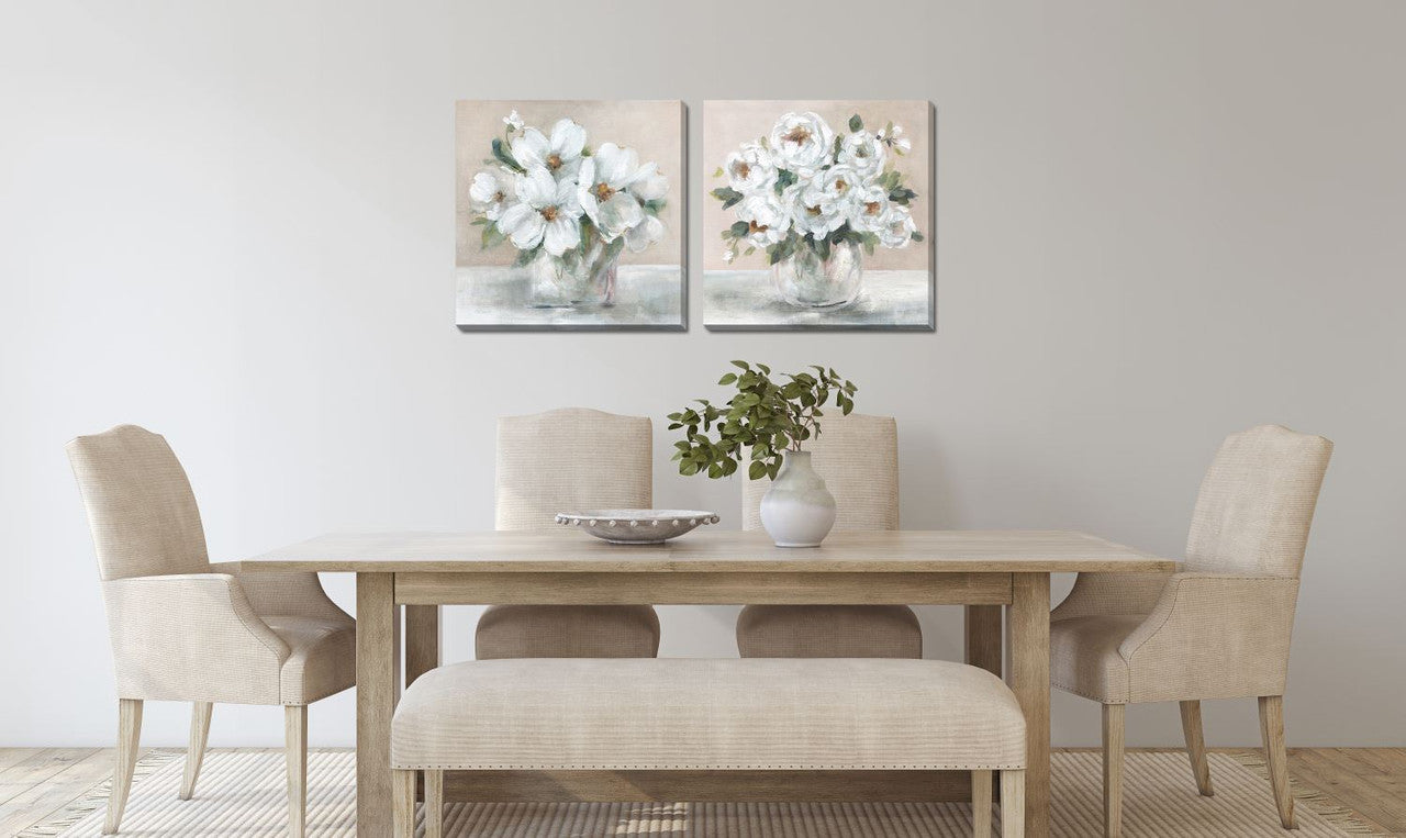 Vase of Flowers I Wall Art - White/Green - 24 X 24