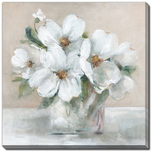 Vase of Flowers I Wall Art - White/Green - 24 X 24