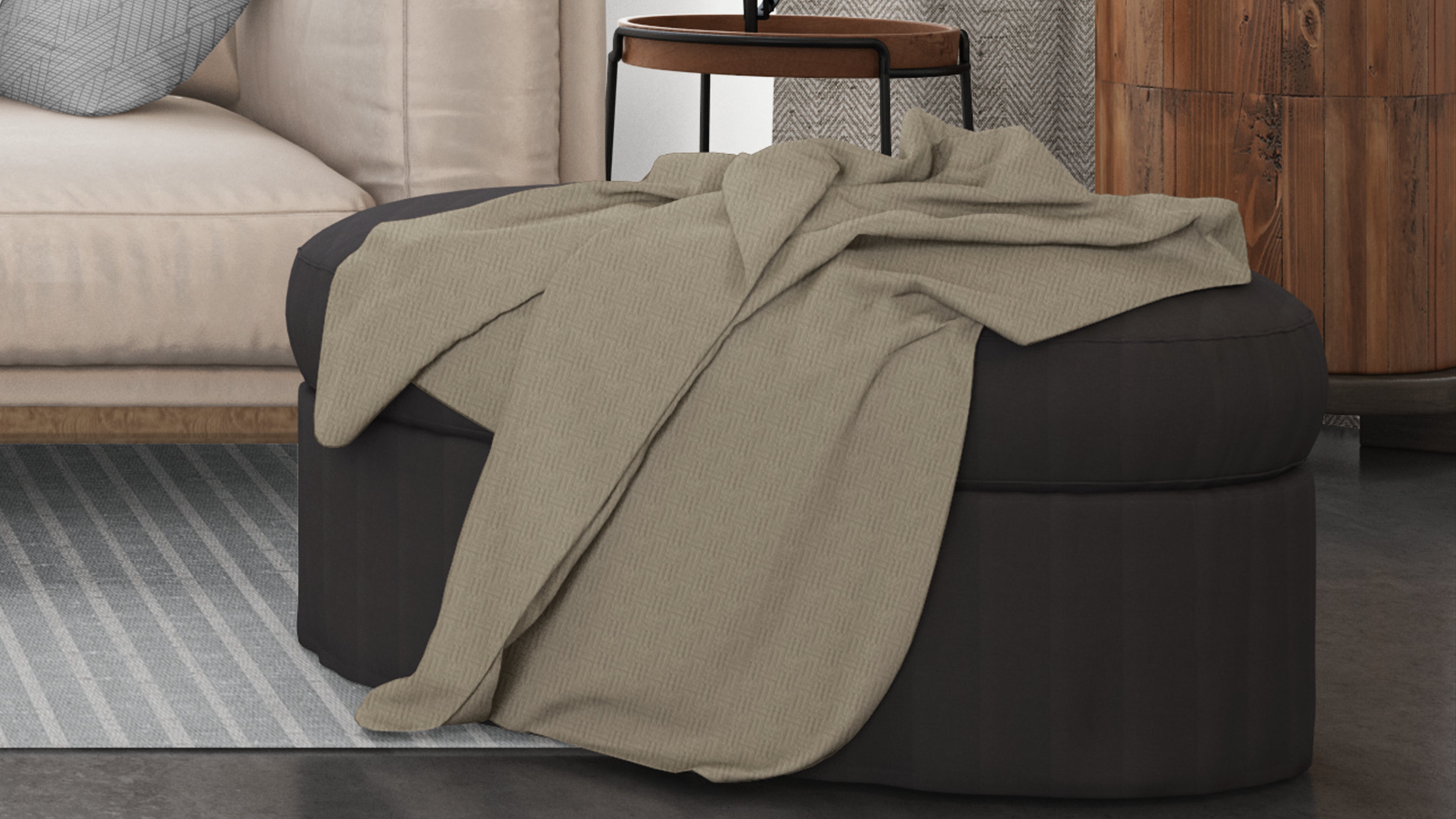 Cotton House Twin Textured Blanket - Beige