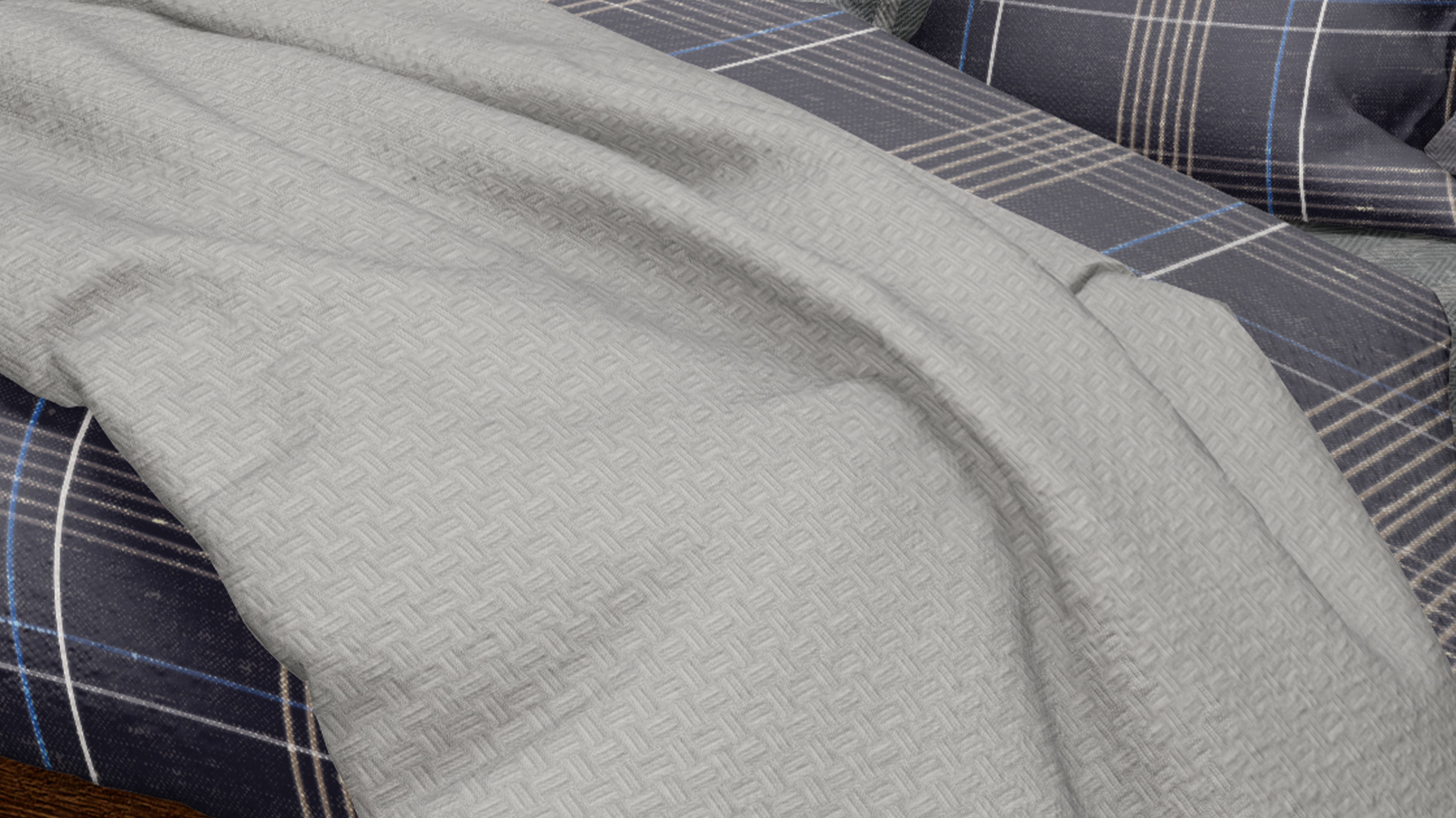 Cotton House Double/Queen Textured Blanket - Grey