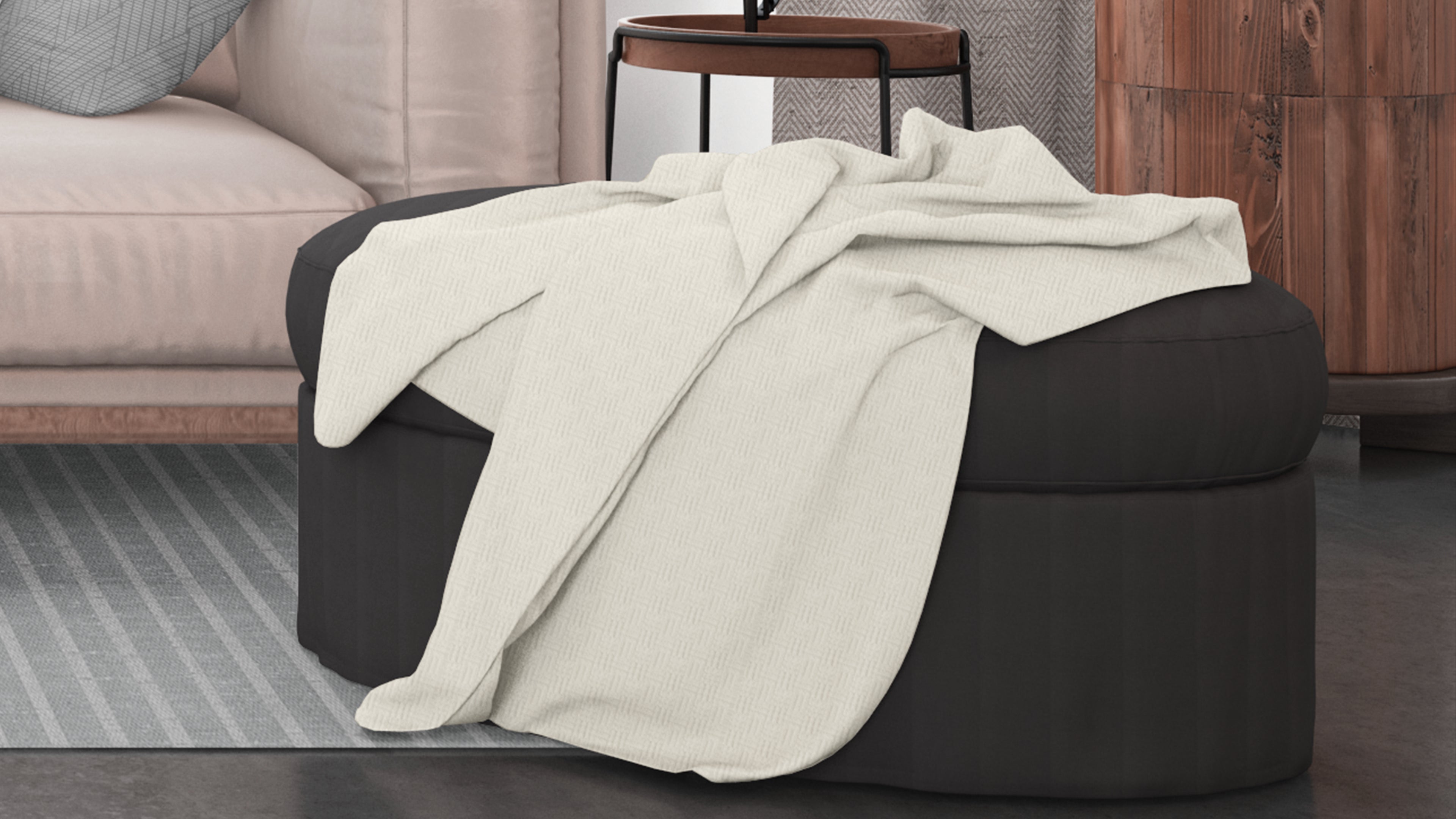Cotton House King Textured Blanket - Cream