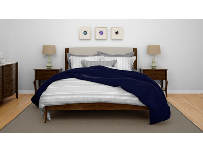 Cotton House Double/Queen Textured Blanket - Blue