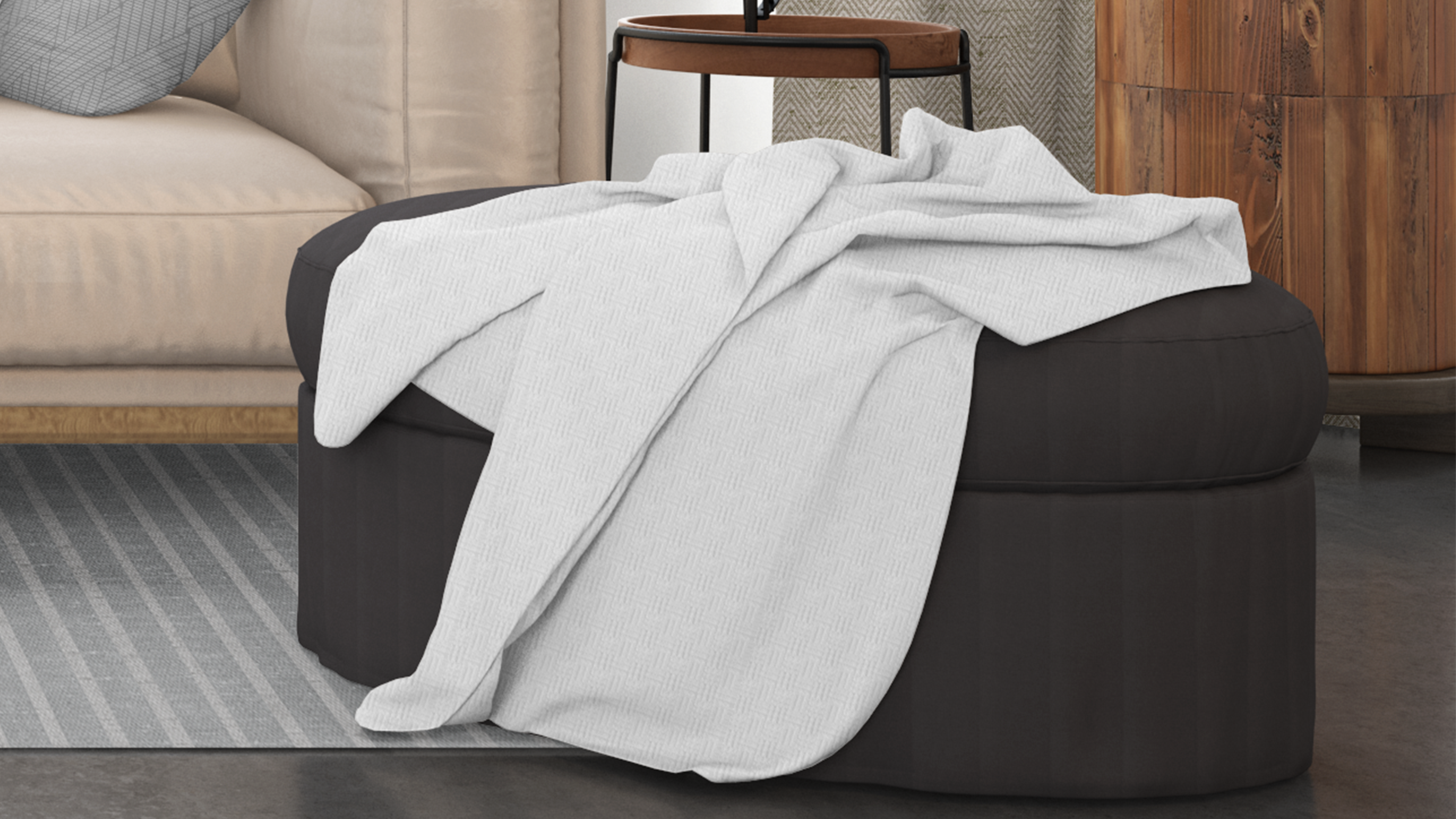 Cotton House Twin Textured Blanket - White