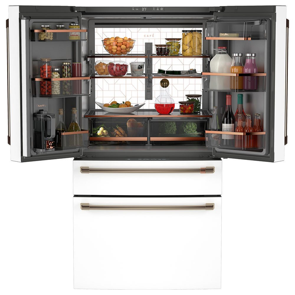 Café 36" 23.2 Cu. Ft. Matte White French-Door Refrigerator with Dual-Dispense AutoFill Pitcher – CJE23DP4WW2